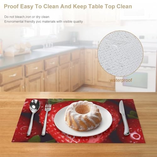 Set de table rouge en forme de fraise pour repas en extérieur