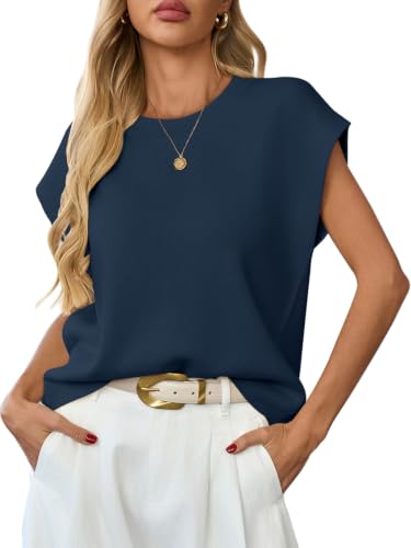 Image of GREAIDEA Womens Sweater Vest Cap Sleeve Business Casual Tops Work Shirts | Crewneck Knit Tank, Sleeveless Dressy Blouses, Office Outfits, Loose Pullover Top, 2026 Summer Fall Trendy Clothes