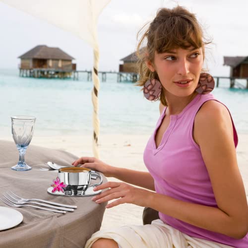 Oggi Insulated Coffee Cup 8Oz - Saucer Included - Dual Wall Stainless Steel Technology Coffee Or Tea Cup With Elegant Mirror Finish #TOP4