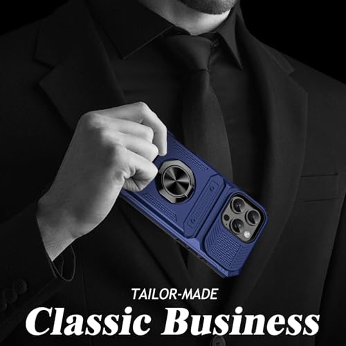Coque pour iPhone 16 Pro Max antichoc béquille anneau magnétique bleu