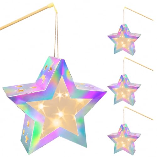 4er Laternen Bastelset für Kinder, Twinkle Star, Martinslaterne Silber