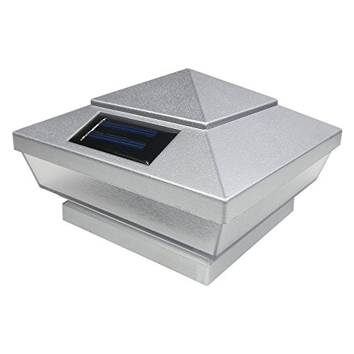 Iglow 4 Pack Silver Outdoor Garden 4 X 4 Solar 5-Led Post Deck Cap Square Fence Light Landscape Lamp Lawn Pvc Vinyl Wood #TOP1