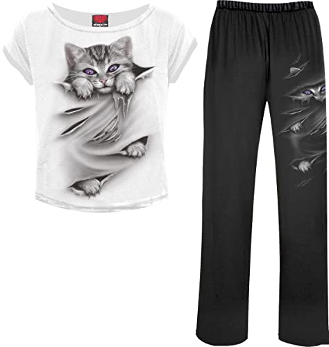 Pyjama femme noir et blanc coton doux Spiral Bright Eyes respirant