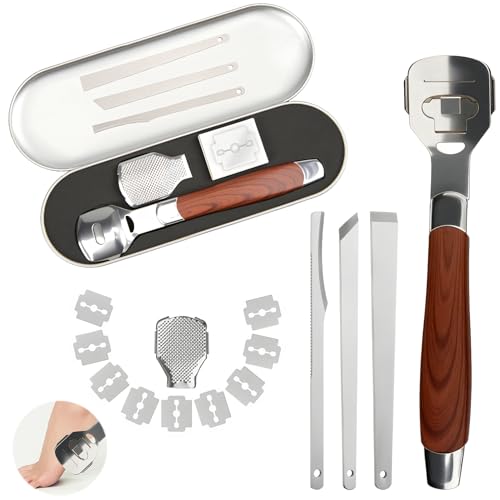 BOULESENM 14 PCS Corta Callos Pies,Cuchillos de Pedicura Multifuncional,Kit Pedicura con 10 Cuchillas Plata y Caja,Durezas Pies Eliminar,Lima Pies Manos Talones, Quita Callos y Durezas