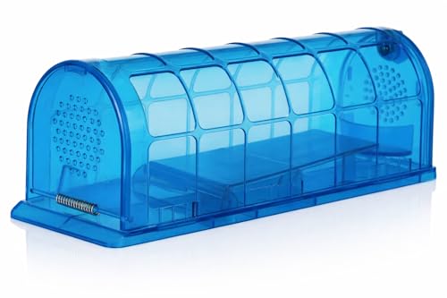 Humane Mouse Trap Indoor for Home, Live Catch and Release Rat Trap with Ventilated Chamber, 1 Pack Reusable No Kill Mice Trap Outdoor, Color: Blue