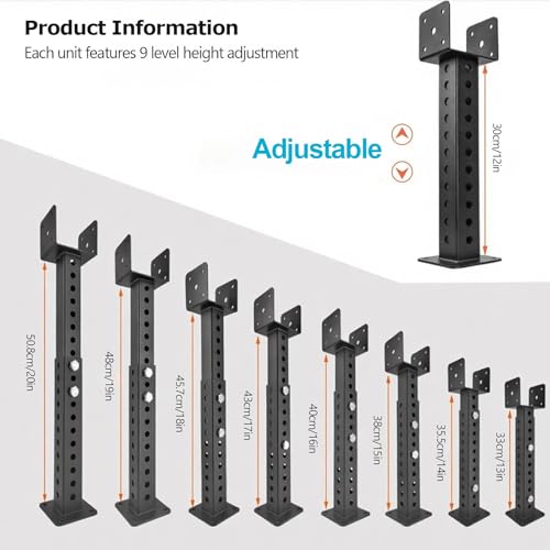 Soportes para bajantes de techo, soportes elevadores para techos de patios y pérgolas, ajustables en altura, aptos para pérgolas, cobertizos, patios y muebles de exterior (2 piezas) miniatura 4