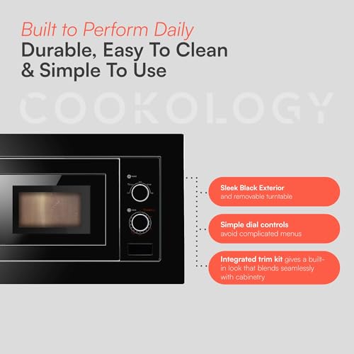 Cookology IM17LBK Built-in Integrated Microwave Oven in Black - 17 Litre Capacity - 24.5cm Turntable - 5 Power Levels - Frame Kit Included - Image 5