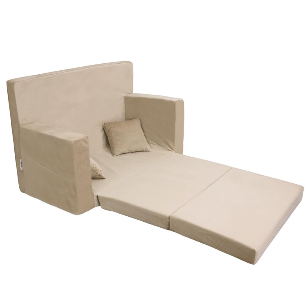 Flumi Personalizzato Divanetto Bambini con Funzione Sleep - 3 in 1 | Divani Piccoli | Divano Bambini | Colore: (Beige)