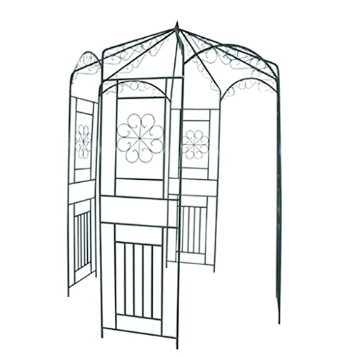 Tonnelle en fer forgé de 250 cm de haut, vert foncé, arche de jardin avec tuteur pour roses, clématites, lierre, autoportante comme pergola, brise-vue et...