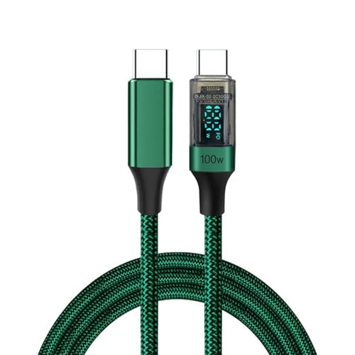 HRODA Cable USB C a USB C de 100 W, cable de carga rápida de 480 Mbps, cable de datos con pantalla de alimentación digital para portátiles, teléfonos y tabletas