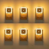 KINUR 6 Pack Night Light,Warm White LED Night Lights Plug into Wall with Dusk to Dawn sensors, Plug in Night Lights for Kids Room, Bedroom, Bathroom, Baby Nursery,Stair Lights, Hallway Light