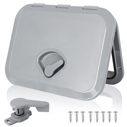 BALAVA Boat Hatch Boat Deck Access Hatch & lid 14-3/4"x10-5/8,Marine Inspection Hatch Access Hatch Rectangle,Inspection Hatch Cover Deck Hatch Deck Plate Hatch for Marine Caravan RV(Grey)