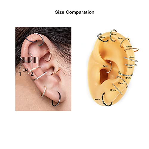 Yrogcu Silver Color Double Hoop Hinged Nose Ring : Special Design 16G (1.2mm) Diameter 10mm(3/8'') Nose Ring with CZ Septum Piercing Jewelry Cartilage Earrings Helix Earring Hoop Daith Lip Ring by Yrogcu - Used condition - Image 4