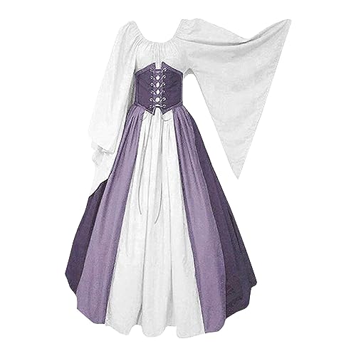 Vestido renacentista para mujer, color verde, traje medieval para mujer, estilo retro, gótico, vestido victoriano, vestidos de cosplay, vestido vintage para carnaval, Halloween, fiesta, malva, S