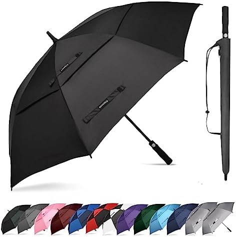 Trenovo Automatic Open Golf Umbrella, 47/54/62/68 Inch Extra Large Umbrella Oversize Double Vented Canopy, UV Protection Waterproof Windproof Stick Umbrellas for Rain Men and Women