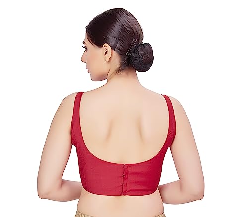 Image of Studio Shringaar Women's Polyester Sleeveless Satin Padded Saree Blouse