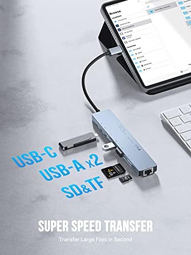 Lemorele 9 in 1 USB C Hub Dongle with Ethernet, HDMI 4K, 2 USB, USB C Data Ports, 100W PD, TF/SD Card Slot, USB C Multiport Adapter for MacBook Pro Air M1, iPad Pro, Switch, Chromecast, XPS and more