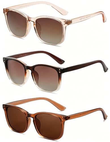 NCLLCE 3 Pack Polarized Sunglasses for Women Retro Rectangle UV400 Anti-Glare Lightweight Driving Beach Travel ($6.66$6.66/count)