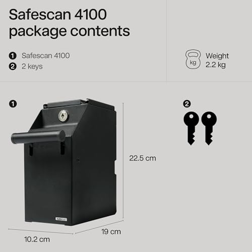 Safescan SAFE4100 Cofre seguro para sistemas POS, armazena até 300 notas, armazenamento limpo e sem