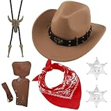 【Estilo Western Vaquero】El disfraz de vaquero está lleno de elementos y estilo clásicos del western. Combinado con el collar y el pañuelo paisley, tu atuendo western será aún más atractivo. Vístete con familia y amigos para volver a esa época de pasión y valentía!