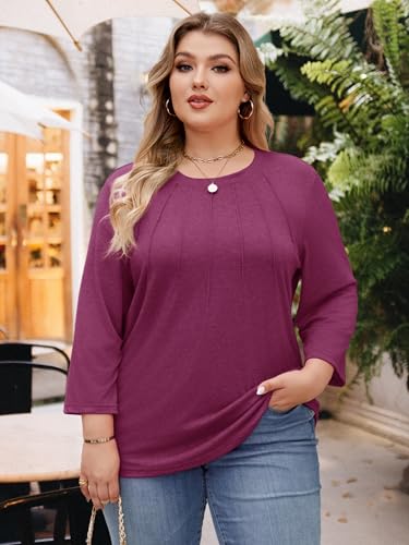 Image of Chulianyouhuo Womens Plus Size Tops 3 /4 Sleeve Casual T Shirts