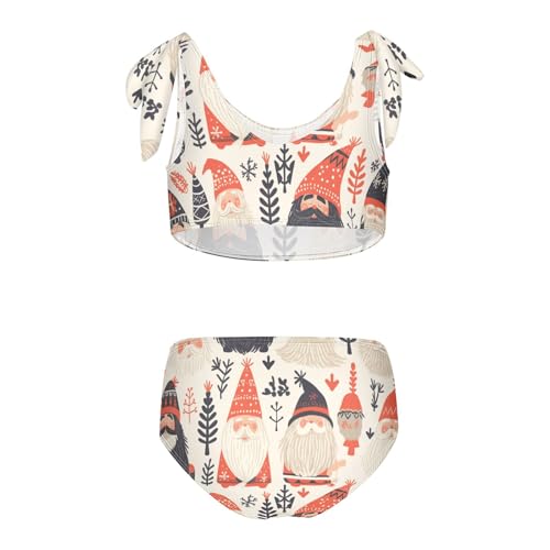 Christmas Card Funny Gnomes Scandinavian Flat Girl Two Piecing Kids Bikini Set Quick-Dry Swimsuit Swimwear Cute Shoulder2