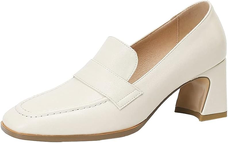 Shinelly Women High Heel Loafers Chunky 