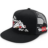 The Rancher Hat Co. 21 Blackjack Western Trucker Hat - Flat Bill Snapback Cowboy Cap with Poker Card & Chip Design, High Profile, Adjustable Mesh Back Hat for Men & Women