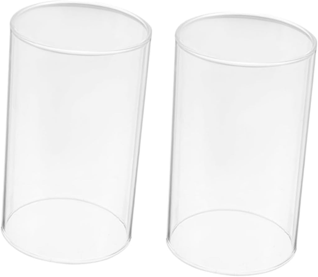 DOITOOL 2pcs Glass Candle Covers Decorative Candle Holders High Borosilicate Glass Chimney for Bedroom and Living Room