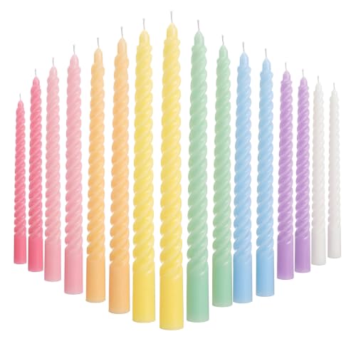 Image of MTLEE 16 Pcs Long Taper Candlestick Bulk 10 Inch Smokeless, Candy