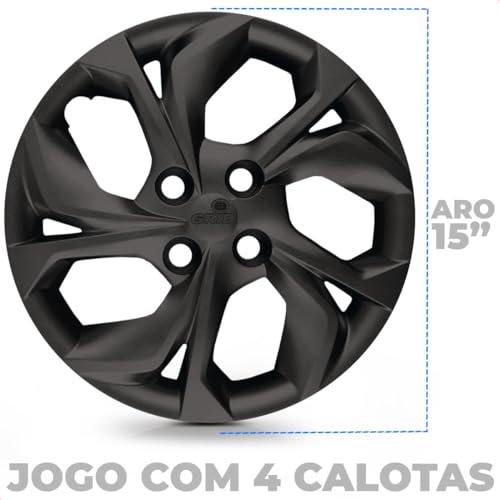 Kit 4 Calotas Hb20 2020 Aro 15 Preto Fosco Cubo Padrao Grid