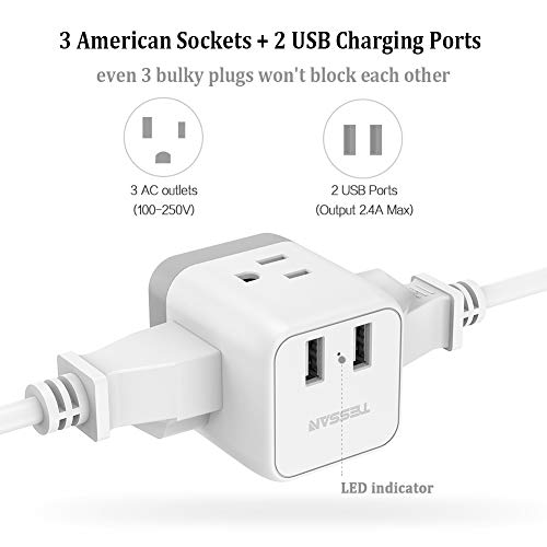 Tessan TS-CUBE02-IN India Plug Adapter, 5 In 1 Travel Adapter Plug thumb #1