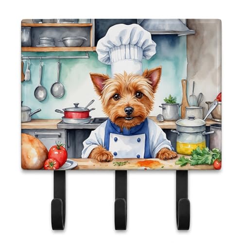 Caroline's Treasures Australian Terrier The Chef Leash or Key Holder Wall Hooks, Key Hooks Holder, Coat Rack Wall Mount, Coat Hooks, Hooks for Hanging Keys, Towels, Aprons, Leashes
