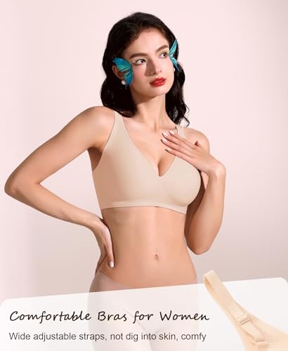 Image of Ganado Seamless Wireless Bras for Women No Underwire Bras Supportive Bralette Padded Comfort T Shirt Bra