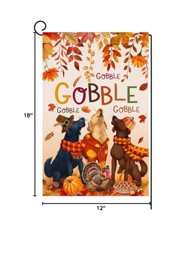 Blkwht XX-FLG-FAL-3DOG-GOB-230804-1 Fall Thanksgiving Garden Flag 12X18 Vertical Double Sided Dog Turkey Pumpkin Leaves Autumn Holiday Outside Decorations Burlap Yard Flag Bw511 thumb #7