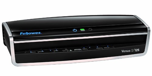 Fellowes Laminator Venus 2 125, Rapid 30-60 Second Warm-Up Laminating Machine, With Laminating Pouches Kit (5734801), Black, Silver, 5.1" X 21.3" X 8.2" #TOP1
