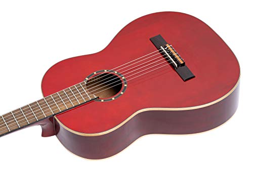 Ortega Guitars 6 String Family Series Full Size Left-Handed Nylon Classical Guitar W/Bag, Spruce Top-Wine Red-Gloss, (R121L-Wr) #TOP3