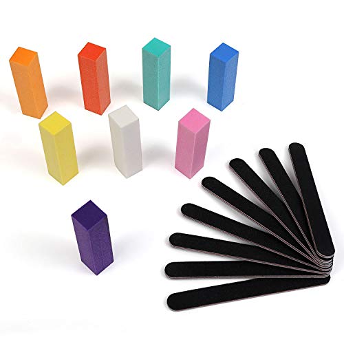Nail Files and Buffers Emery Board Nail Care Polygel Acrylic Square Buffing Blocks Professional Manicure Pedicure Tools Black Double Sided 100 180 Grit 16Pcs/Pack for Home and Salon Use