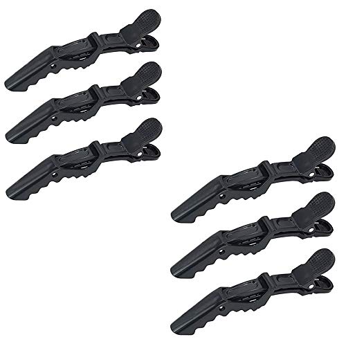 Hair Clips, 6 Pack Hair Clips for Styling and Sectioning, Non Slip Hair Clips with Silicone Band, No -Trace Hair Clips for Thick and Thin Hair - Professional Salon Hair Clips, Black