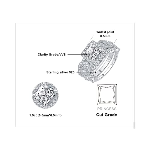 JewelryPalace Princess Cut 1.5ct Cubic Zirconia Engagement Rings for Women, 925 Sterling Silver 14K Gold Promise Ring for her, Infinitiy Twist Simulated Diamond Anniversary Wedding Band Bridal Sets2