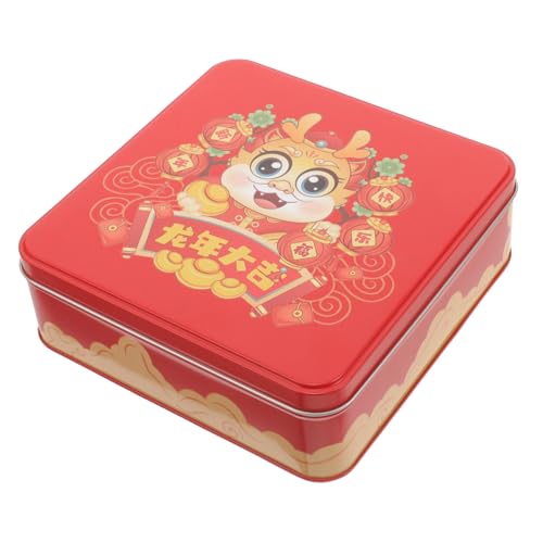 HOODANCOS 鉄製クッキー保存容器 ビスケットボックス キャンディ保存ボックス 用ラッピング箱 入れ 軽量で持ち運びやすいデザイン 旧正月パーティー向けお菓子入れ