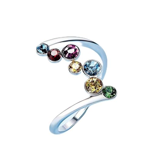 女性用14Kゴールドリング レインボー エタニティリング バンド カラフルリング ファッション エメラルド リング カラフル ラウンド プロミス レディース リング ラウンド AAA キュービックジルコニア CZ 結婚指輪 上品なゴールドリング 女性用 (