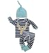 Baby Boys 3pcs Long Sleeve Tops with Leggings and Hat Outfit Set Newborn Clothes (12-18M, Blue)