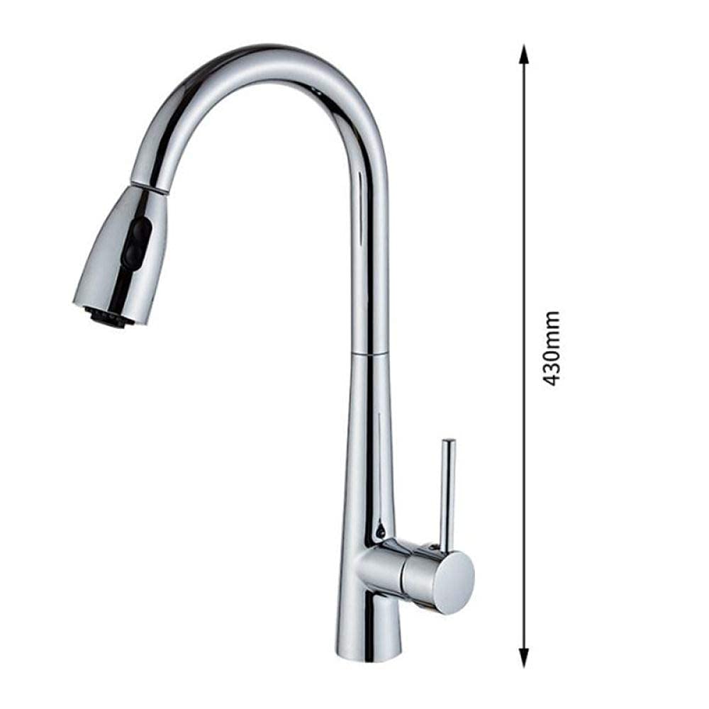 Grifo del fregadero Baño de cocina, Grifo mezclador de cocina, Grifos de cocina Grifo del fregadero Grifo de cocina extraíble Grifo monomando giratorio de un solo orificio Grifo mezclador de agua,A/a