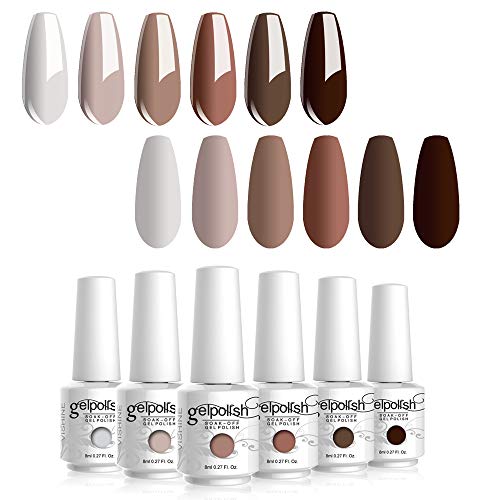 Vishine UV Nagellack Nudefarben Set, 6 Farbe Gel Nagellack Set Shellac Nagellack UV LED Nagellack Langlebig Gesund Soak… – Bild 4