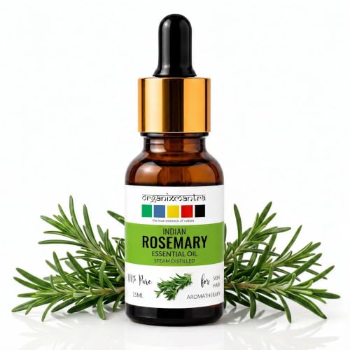 Image of Organix Mantra Rosemary Essential Oil for Hair, Skin & DIY - 100% Natural & Steam Distilled Oil - 15ML