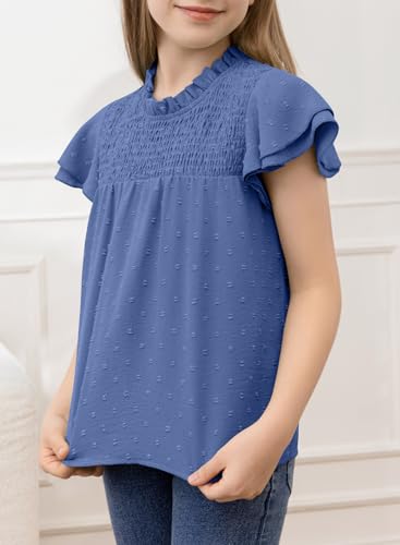 bilbean Girls Elegant Polked Swiss Dot Long Sleeve Shirts Tops 6-15 Years4