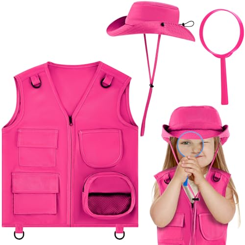 Image of Ramede Kids Safari Explorer Vest and Hat Explorer Costume for Fishing Adventure Camping Boy Girls Cosplay