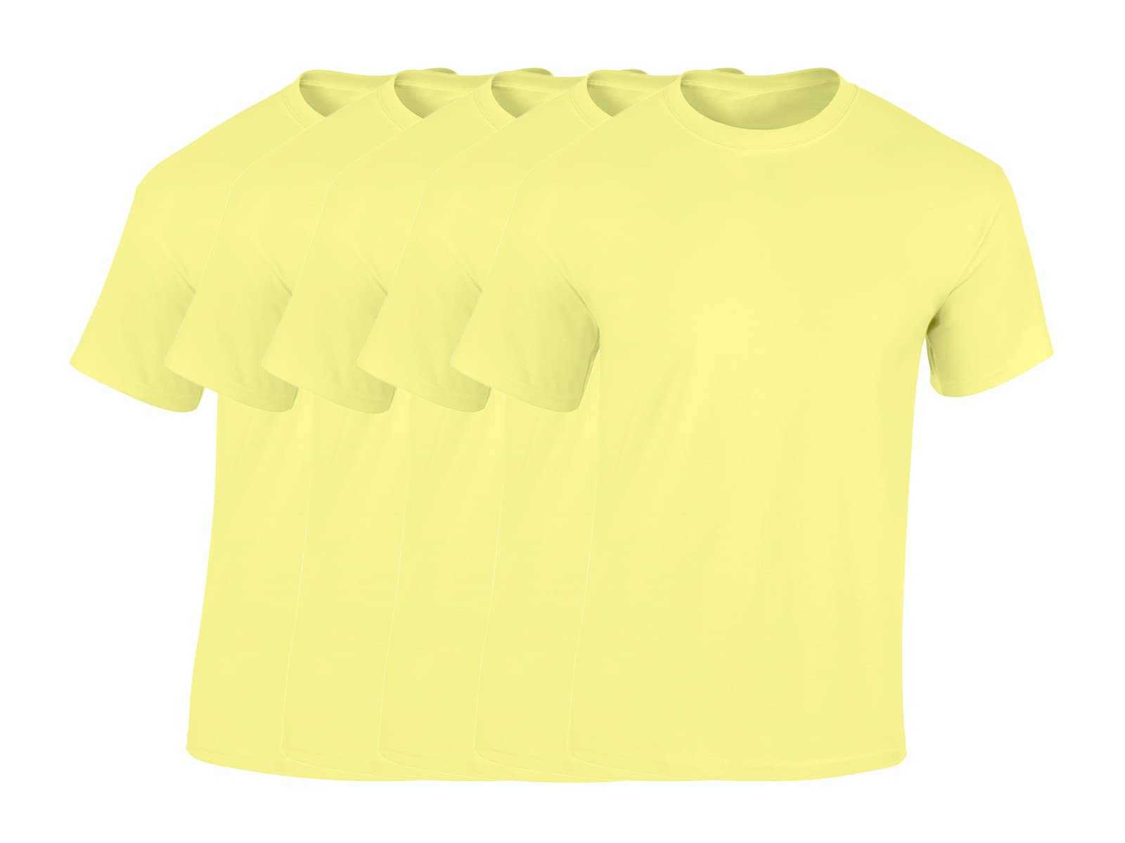 COOZO Mens Heavy Cotton Pack of 5 T-Shirts - Cornsilk - XL
