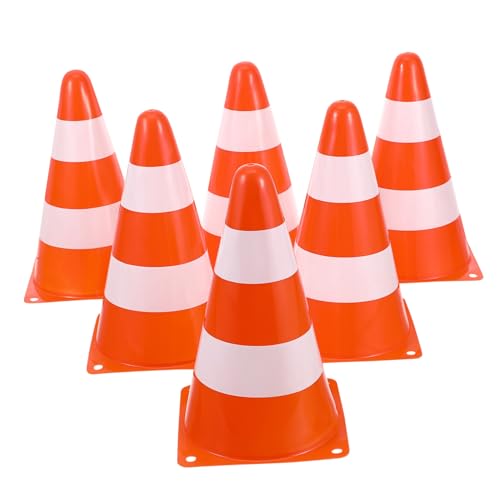 ROMISBABA 6pezzi Coni Stradali Impilabili in Plastica per Ragazza di Coni di Avvertimento per Parcheggi e Lavori Stradali di Sicurezza Ad Alta visibilità